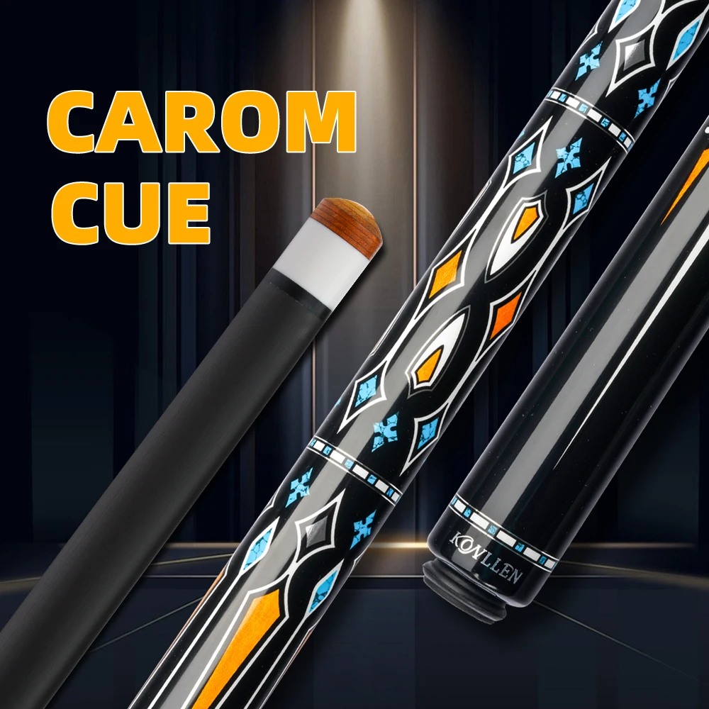 

KONLLEN-Billiard Carom Cue with Carbon Fiber Shaft, Maple Tip, 3 Cushion Sticks, Silver Ring Inlay, 3/8*8 Radial Pin