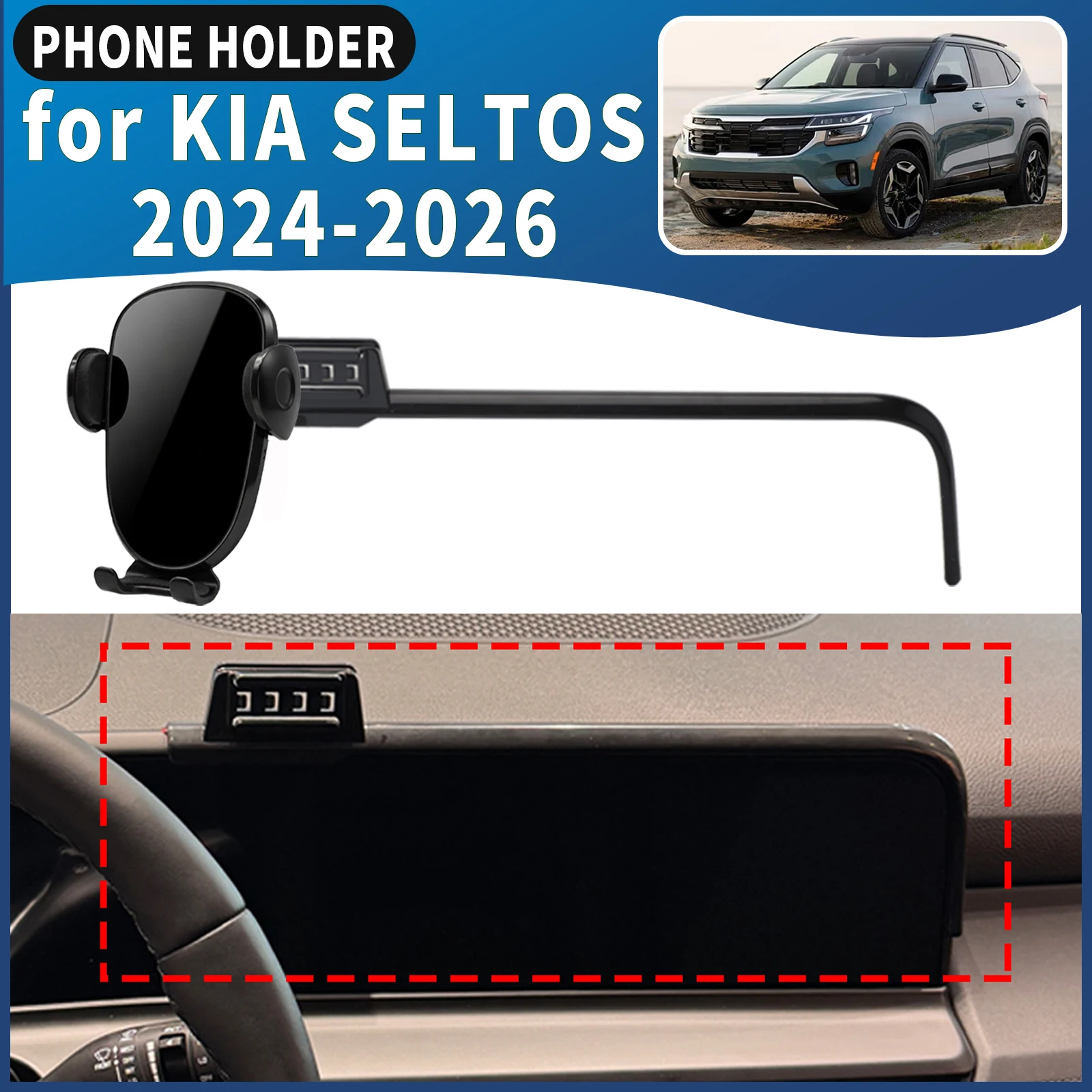 Suporte para Telefone para KIA SELTOS 2024 - 2026, Suporte de Telefone para Carro, Navegação GPS Específica para Veículos, Instalação Fácil, Acessório