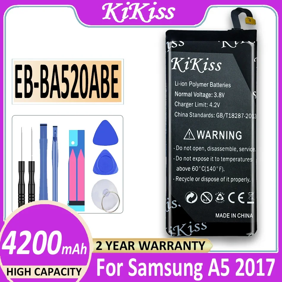 

Аккумулятор KiKiss EB-BA520ABE 4200 мАч для Samsung Galaxy A5(2017) A520 A520F, сменная батарея + номер отслеживания