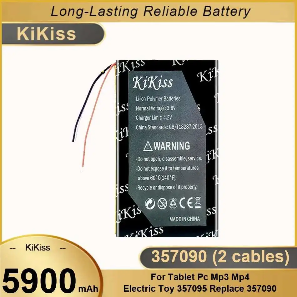 

Mp3/Mp4 Battery 5900Mah For Tablet PC MP3 MP4 Electric Toy 357095 Replace 357090 2 Cables