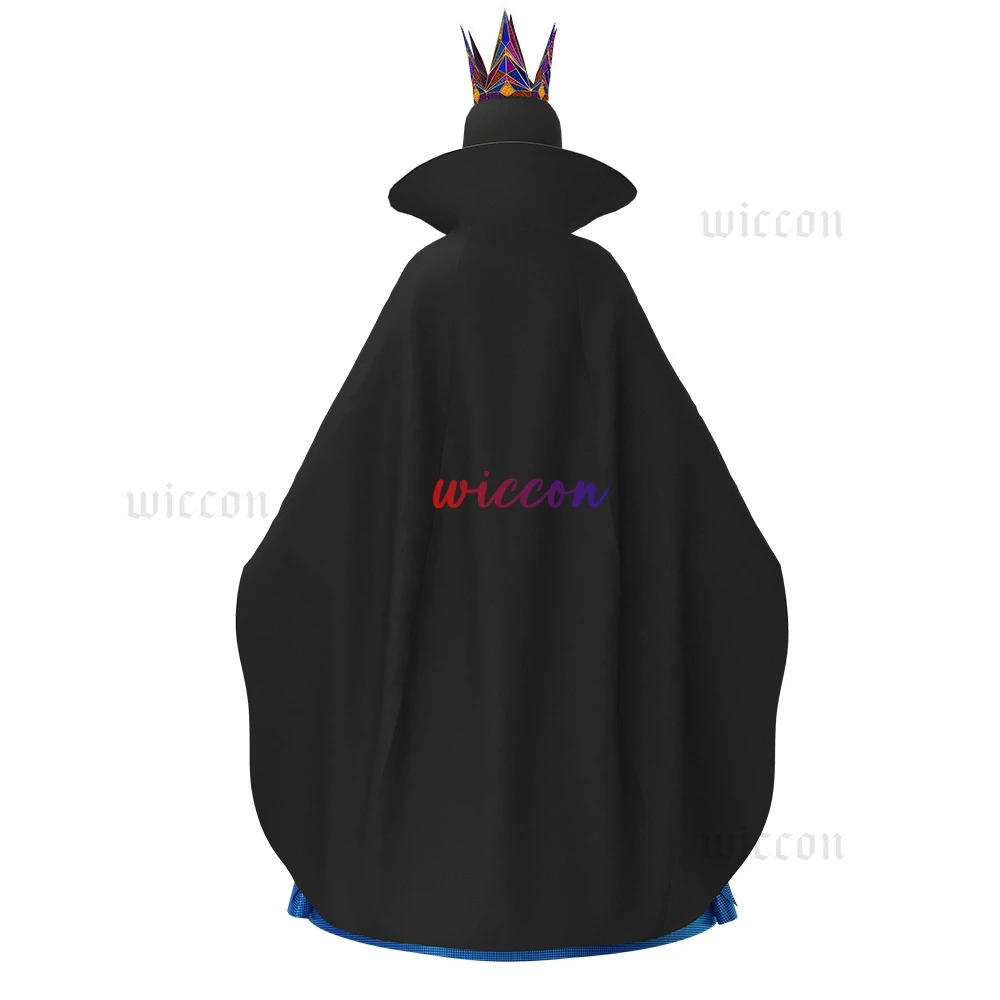 Halloween Cosplay Costume Snow Devil Queen Cosplay Disguise Dress Gow Black Cloak Crown Suit Children Girls Dress Up Clothes