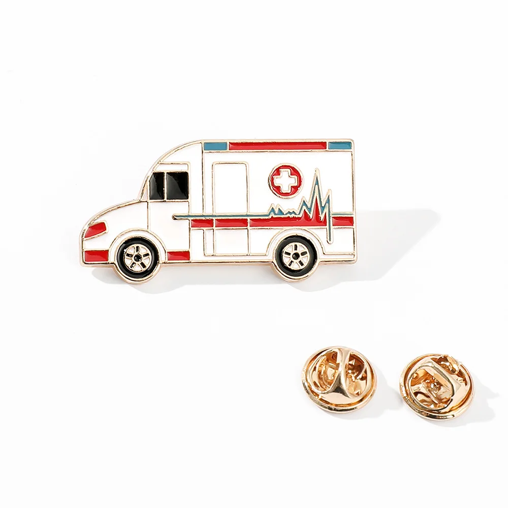 Hot Creative Ambulance Metal Badge Brooch All Match Enamel Badge Jewelry for Friend Hat Backpack Clothing Accessories