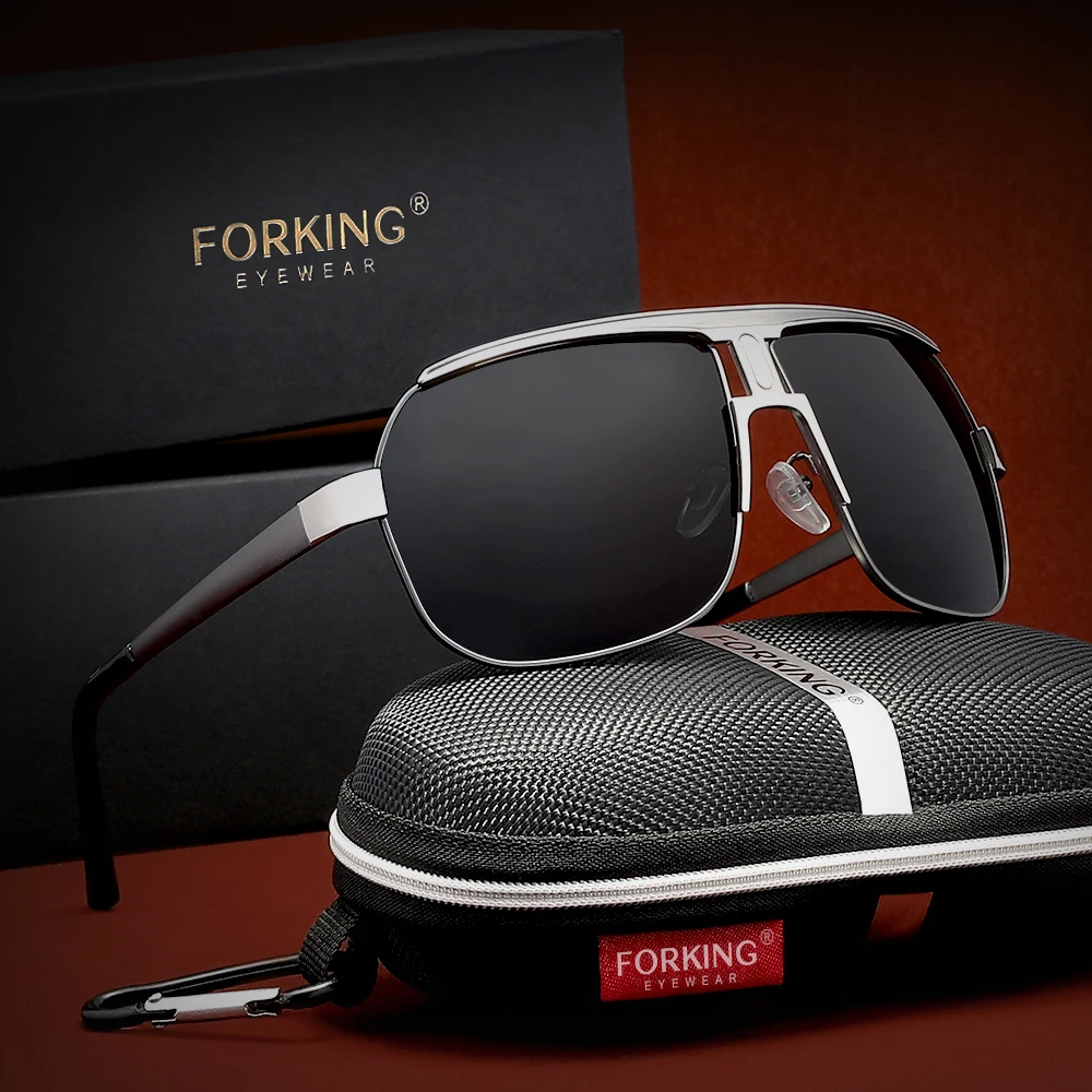 

Солнцезащитные очки унисекс FORKING Classic: поляризационные, в крупной квадратной оправе из сплава, для активного отдыха