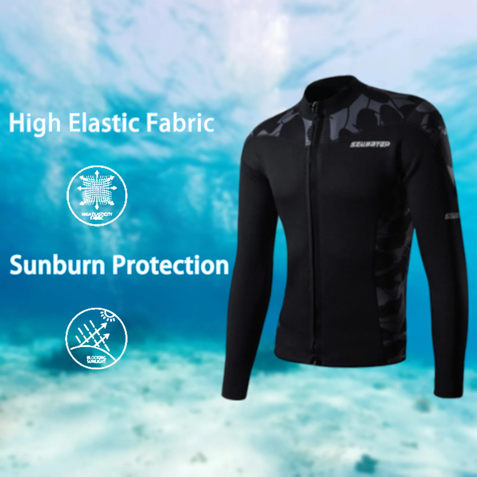 

Men Black Stretch Surfing Swimming Snorkelling Sports Diving Long Top Wetsuit Top Pant Women Men 2mm Wetsuit Jacket Diving Surf