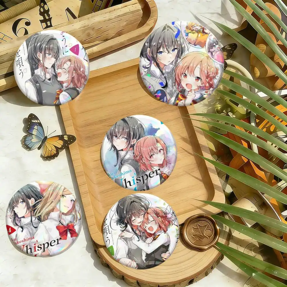 Anime Whisper Me A Love Song Badges 25 32 44 58 75 Mm Round Cosplay Pin Bag Decor Fans Collect Friends Gifts Brooch Souvenir