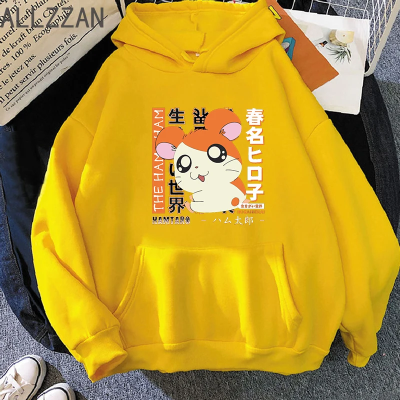 Hamtaro Anime Hoodies pour femmes, manches longues, Cool, uni, Streetwear, Kawaii, sweat à capuche, mode, Kpop, vêtements pour femmes, 2024