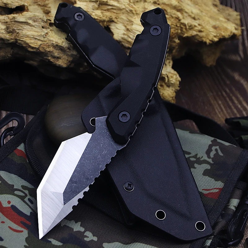 Outdoor multifunctional self-defense portable straight knife wilderness survival adventure tactical knife high-density knife