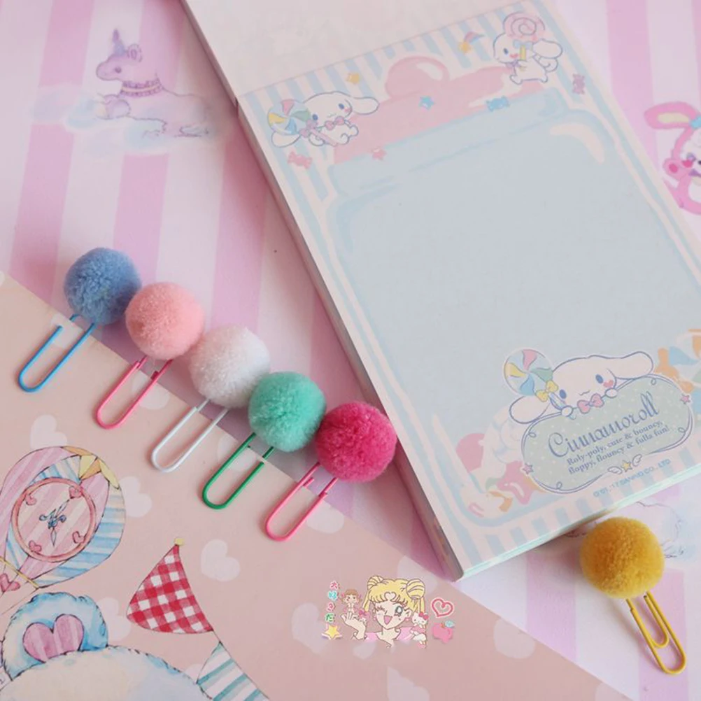 

24pcs Candy Color Ball Paper Clips Strong Metal Bookmarks Memo Clips Non-Skid Assorted Colored Bookmark Gift For Kids Friends