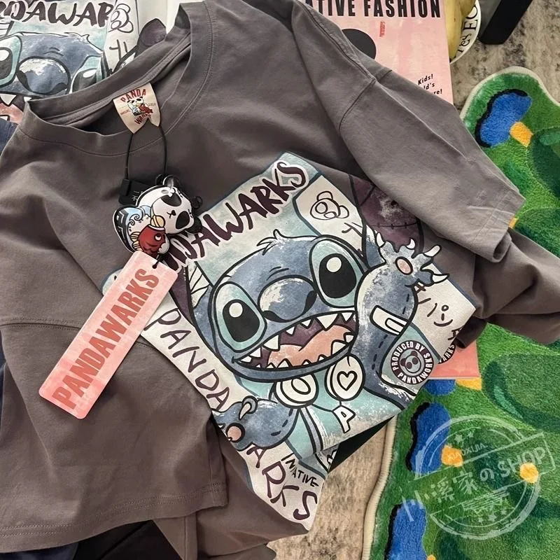 Disney Stitch Printed T shirt Cartoon Kawaii Stitch Summer T shirts Men Women Oversized Tees Harajuku Streetwear Tops