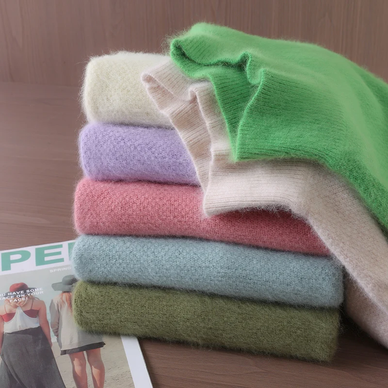 New Women 100% Mink Cashmere Sweater turtleneck Pullover Autumn Winter Basic Soft Warm Clothing Long Sleeve Casual Knitwear Tops