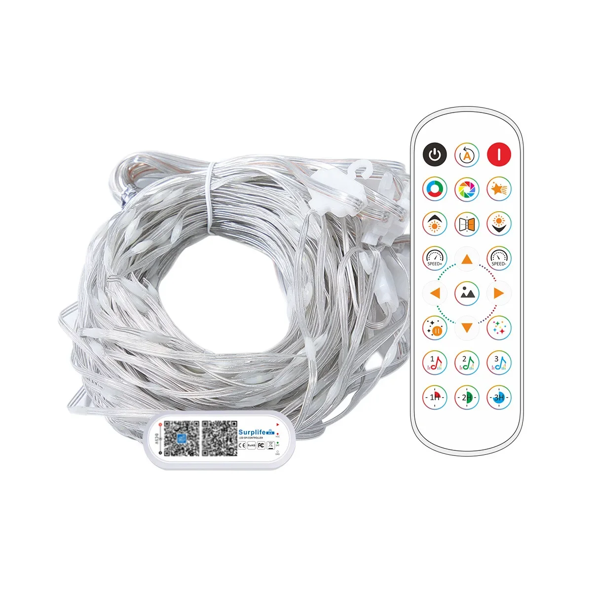 

Умные занавески, приложение Bluetooth, светодиодная строка, 400 светодиодов, RGB гирлянды, музыкальный дисплей «сделай сам», для рождественского декора окна, спальни