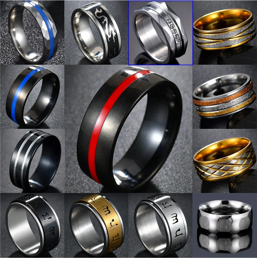 MeMolissa Mens Firefighter Ring Stainless Steel Thin Blue line Ring Top Quality red line rings drop shipping