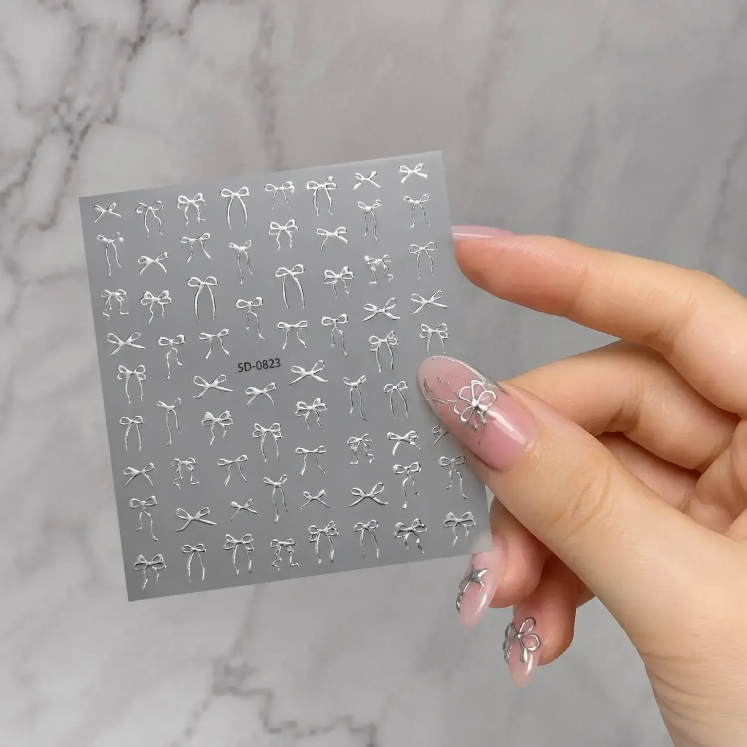 1Pc Raised Foil Design Stylish Nail Art Sticker Bow Accent Long Lasting Nail Decal For Wedding Chic Nail Slider