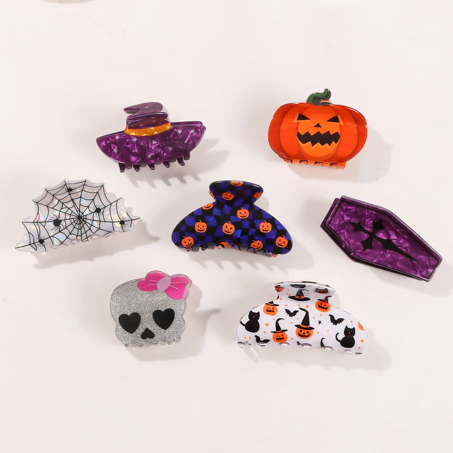 1 قطعة انتزاع السيدات جديد هالوين الكرتون اليقطين الجمجمة لطيف مضحك مخلب شعر عالية الجودة حمض الخليك إكسسوارات الشعر لفتاة #4