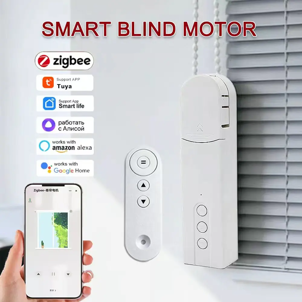 Tuya Wifi/Zigbee Smart Electric Curtain Shutter Motor Roller Blinds Shade Drive RF Remote APP Control Alexa Google Assistant