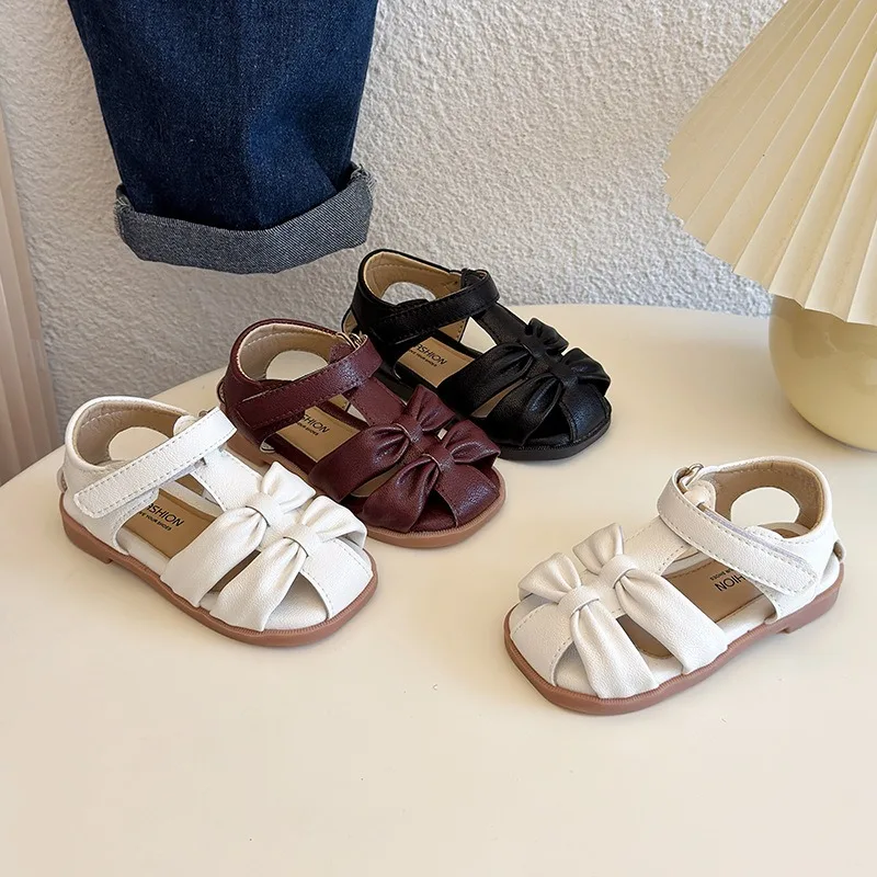 

Baby Girls Sandals Summer Bow Princess Shoes Comfortable Anti Slip Soft Sole Children Beach Shoes Kids Casual Sandals