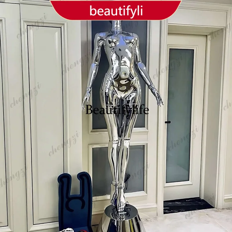 03 Flying Standing Position Electroplating Humanoid Sculpture Floor Lamp KTV Bar Punk Style Artwork Statue
