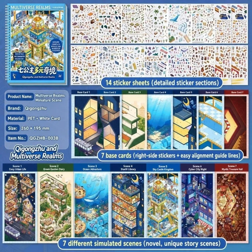 Fantasy Wonderland 3D Miniature Scene Stickers Stress‑relief Collage Landscape Stickers DIY Cabin Scene Sticker Children Gift