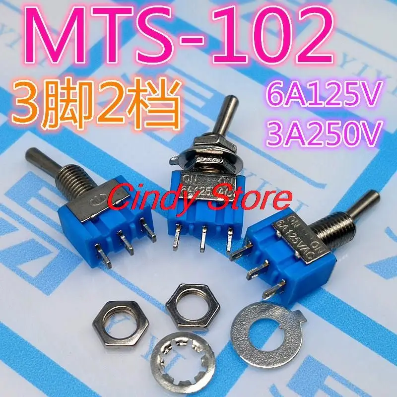 

100Pcs Toggle Switch MTS-102 3 Pin ON/ON PDT 6A 125VAC/3A 250VAC Mini Switch Lever Switch