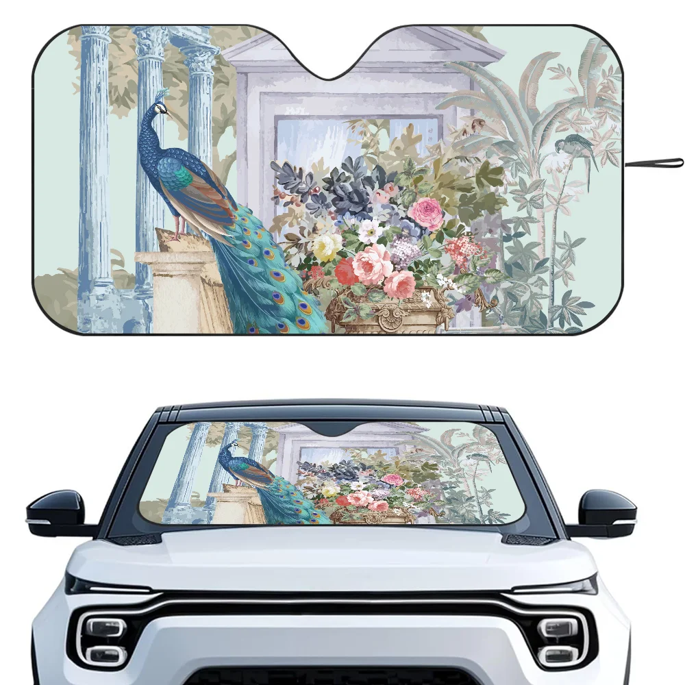 

Mughal Garn With Peacock Car SunSha Heat-insulating Aluminum Film Windshield Sunshas UV Ray Blocks Car Sun Visor Protector
