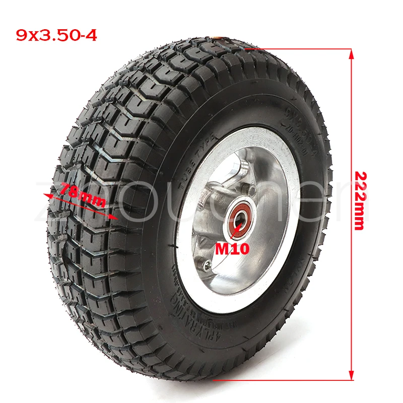 High quality 9 inch wheel 9x3.50-4 tires tyre Inner Tube and rim Combo for Gas Scooter Skateboard Pocket Bike Electric tricycle