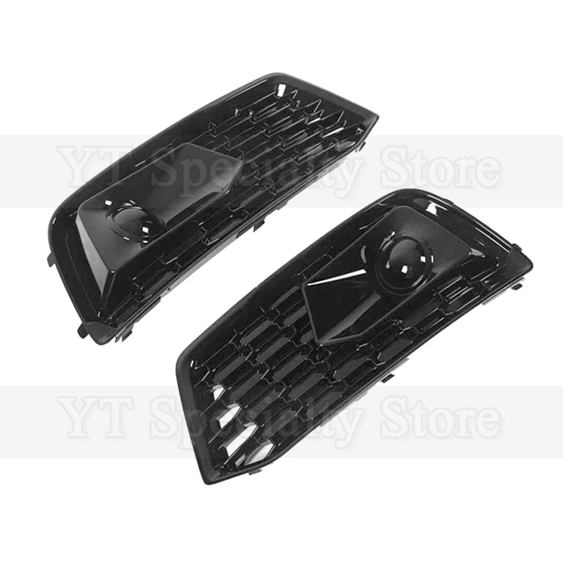 Kamshing 1pair Front Foglight Frame For Audi Q5 2018-2020 Modify RSQ5 Style Honeycomb Front Bumper Fog Lamp Grille Cover