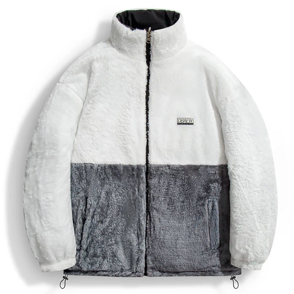 

Мужские двусторонние свободные стеганые флисовые куртки высокого качества, универсальное флисовое пальто из овечьей кожи, зимняя толстая теплая верхняя одежда для мужчин