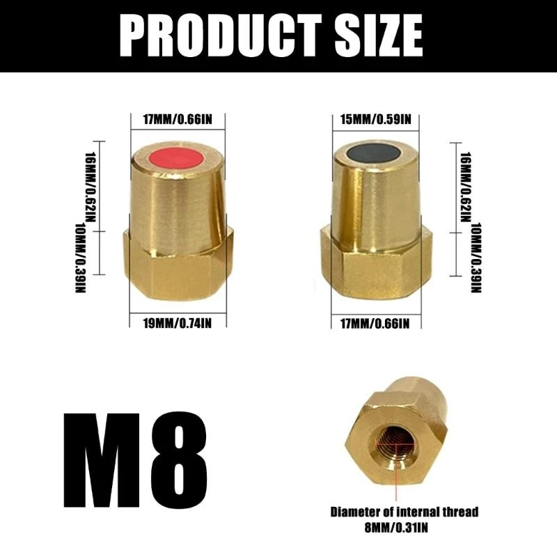R9CC 2Pcs Positive Negative M6 Internal Thread Brass Battery Connector