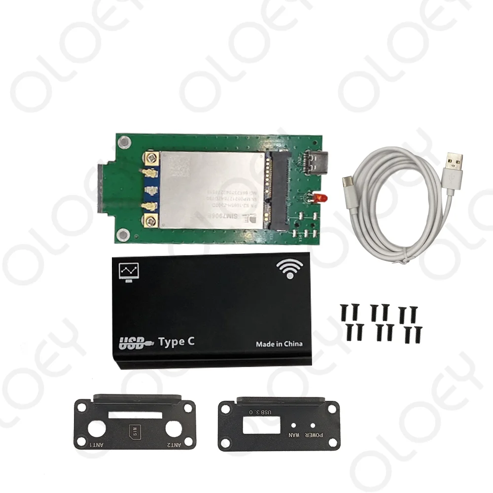 SIM7906E-PCIE MINI PCIe cat6 4G LTE-A with Pice Adapter With Shell Case M.2 to USB Type-C Adapter Test kit