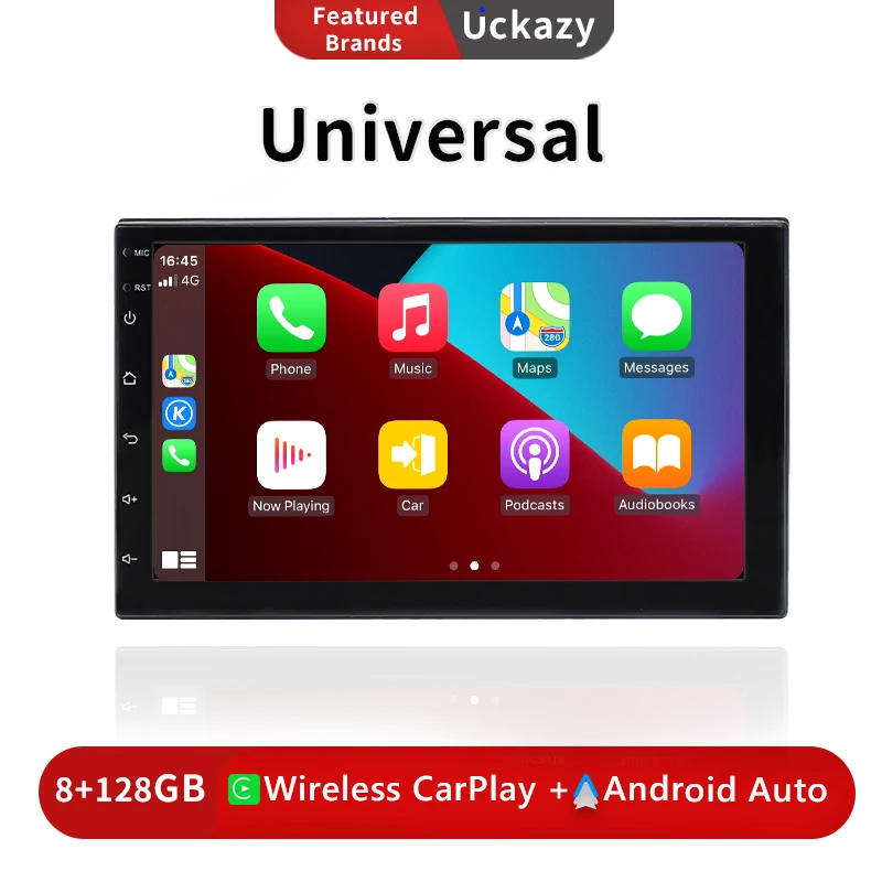 Uckazy 2 Din Android 13 Car Multimedia Player Universal Radio Stereo GPS Navigation Bluetooth Audio Head Unit Wireless Carplay Wifi 4G RDS Video Player