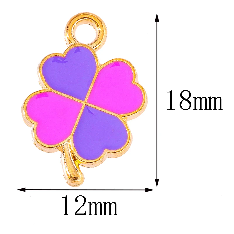 20Pcs Mixed Color Enamel Four Leaf Clover Lucky Pendant Creative Birthday Gift DIY Necklace Bracelet Earrings Charms For Jewelry