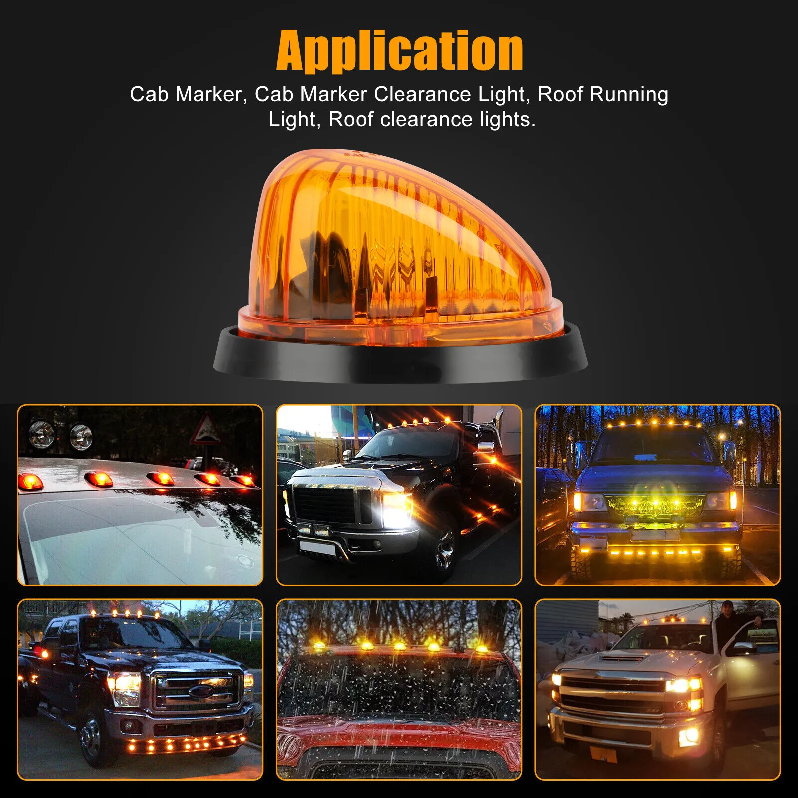 DPGKITS 5Pcs 12V T10 IP65 Roof Top Cab Lights Amber Marker Set For Chevrolet GMC C/K Series Full Size PICKUP Trucks GMC Dually