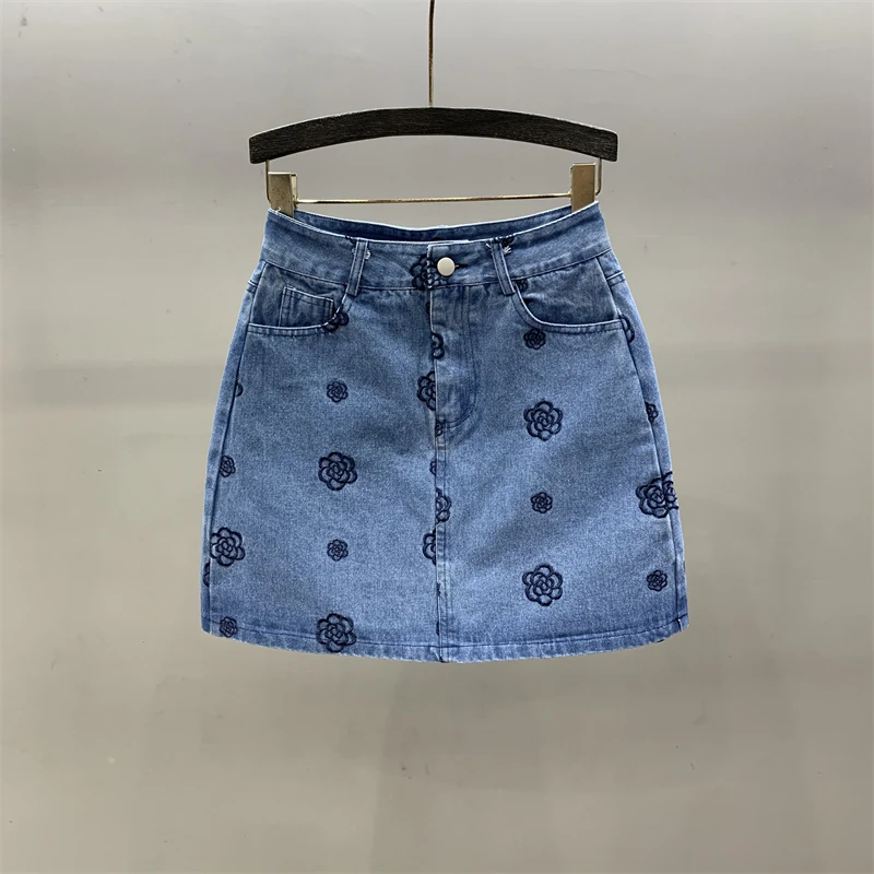 [ZOCI] Hevy Industry Flower Embroidered Short Skirt Women Summer, High Wist Design Nd Feeling Half Body