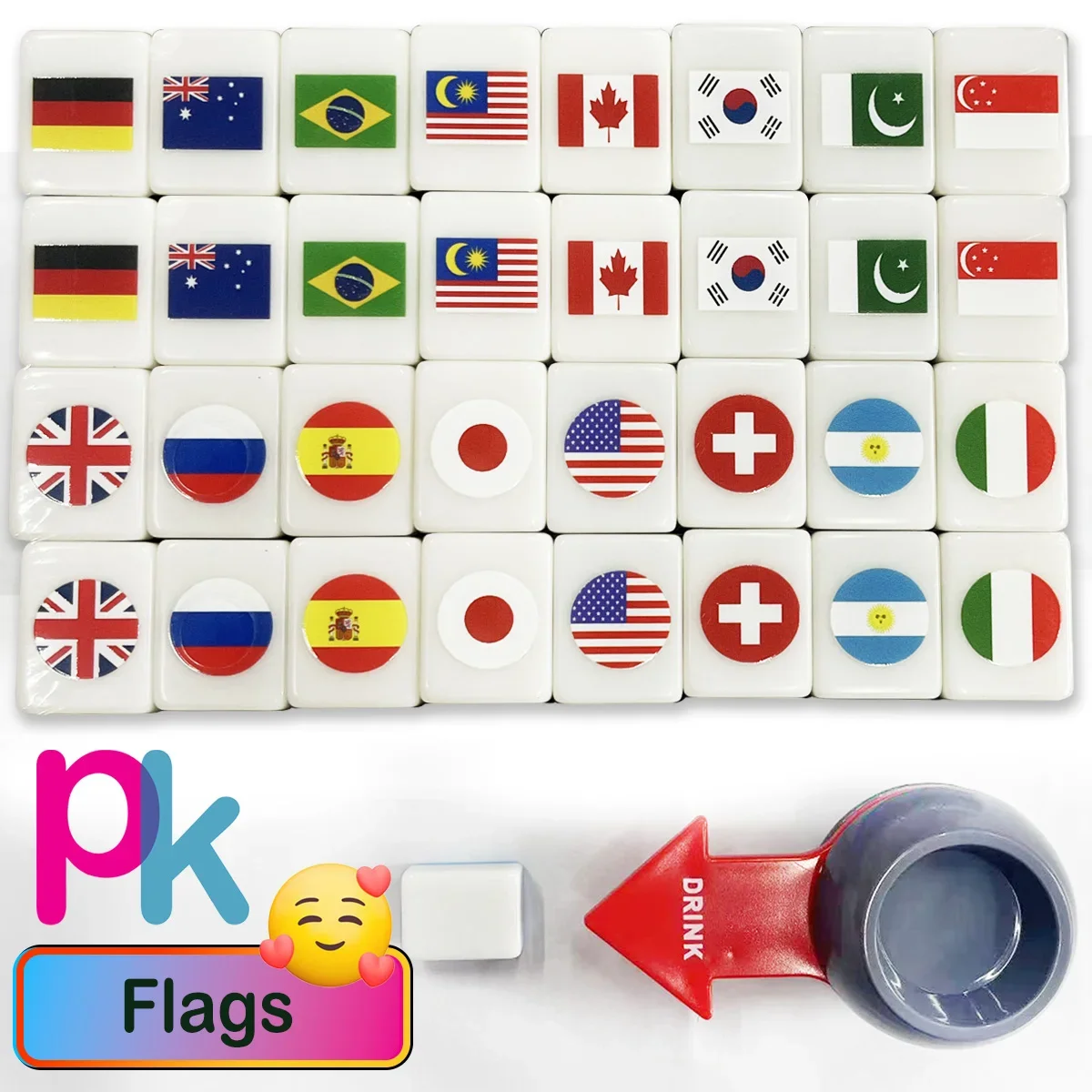 64+1 Blocks Seaside Escape Mahjong Game with Pattern of Flag Ball Animals Relax Time Single/Double Play Fascinating fun game