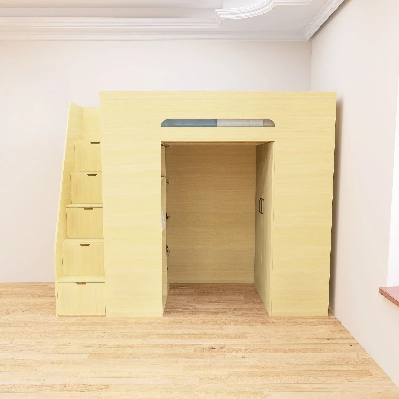 Under the half-empty bed, the cabinet, the cloakroom, and above learn to sleep as a whole, and room is divided into