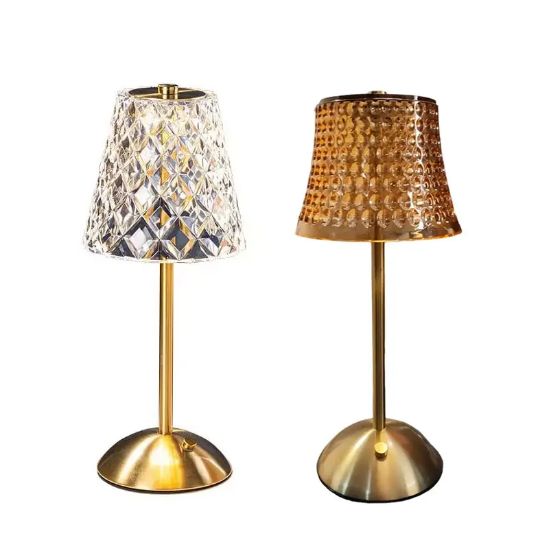 Creative Crystal Retro Table Lamp Bedroom Bedside Lamp Light Luxury Atmosphere Lamp Bedside Table Lamp Rechargeable Night Light