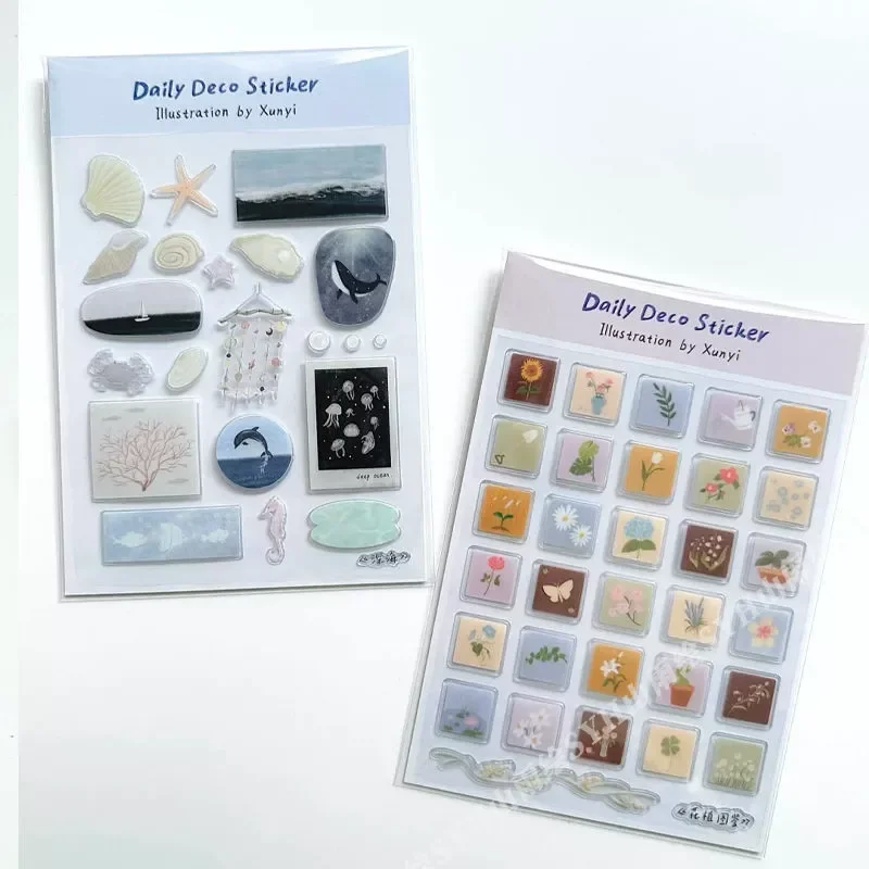 Cute Cartoon Ocean World 3D Jelly Stickers Transparent Resin Gel Self-adhesive Decoration for DIY Phone Cases Tablet Computers
