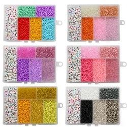 3400Pcs 3MM Coloured Glass Millet Loose Beads 6MM Round Acrylic DIY Set Box For Bracelet Necklace Jewelry Making Accessories