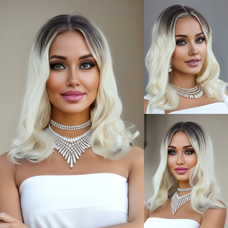 

The 16-Inch Soft Wavy Wig Is Made of High-Temperature Silk and Rose Hair Net, Which Is Light, Soft and Heat Synthetic Wig