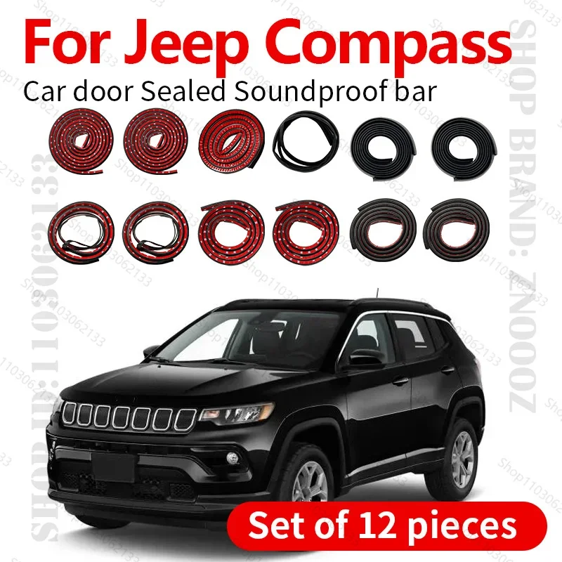 

Для Jeep compass MP/MK уплотнительная лента для двери автомобиля, резиновая двухслойная уплотнительная защита, звукоизоляционная лента, пылезащитная уплотнительная лента, набор из 12 шт.