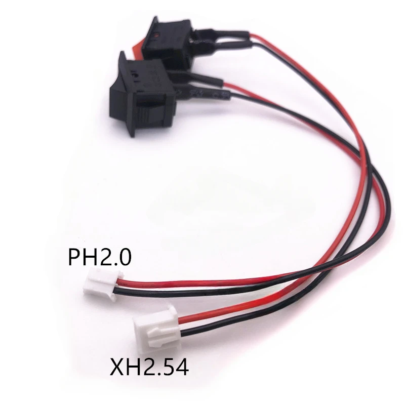 1/5/10Pcs/lot KCD1 21*15MM 2Pin 2 Gears Switch With Line To XH2.54/PH2.0 Terminal Cable 2-Core