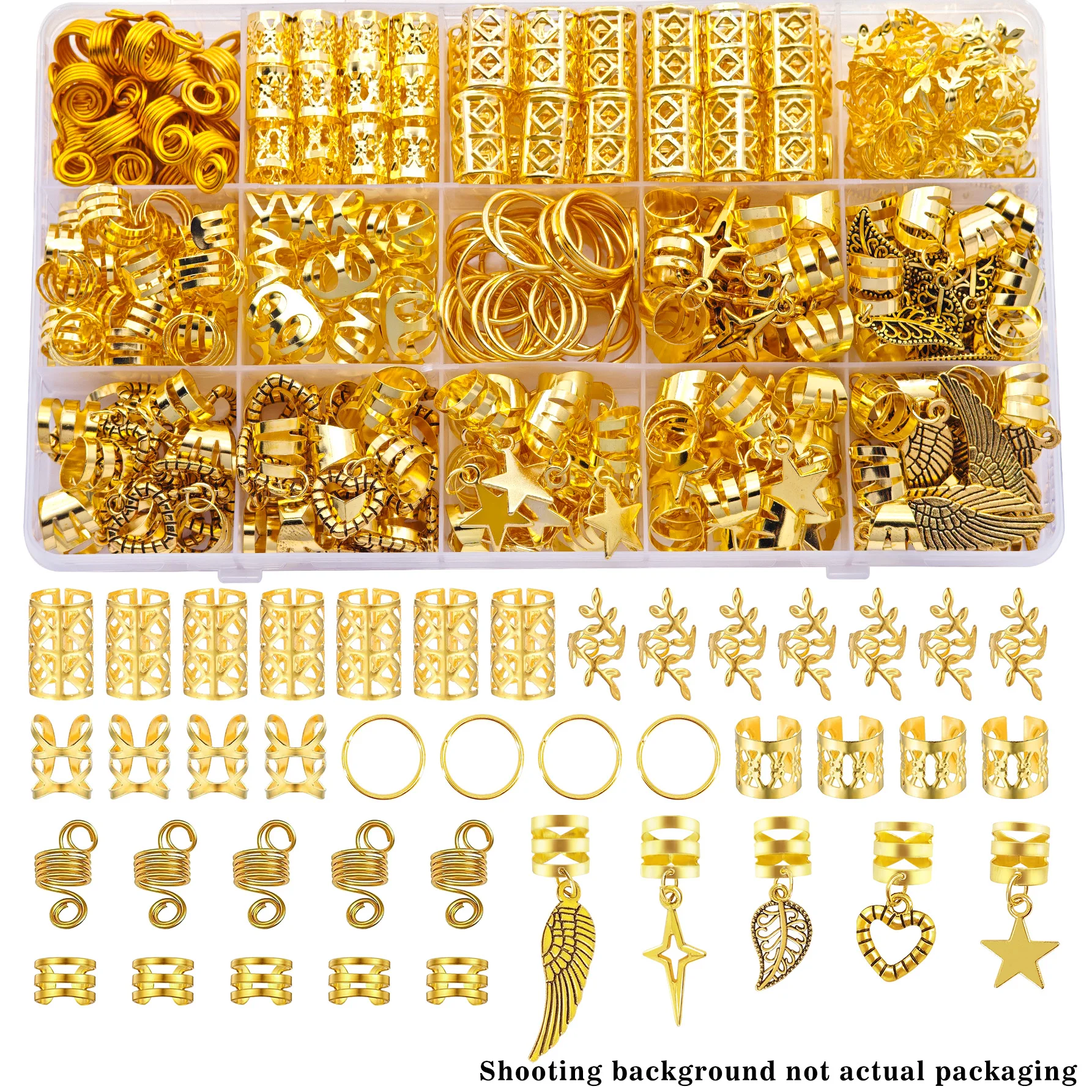 70 Uds. Conjunto de anillos para el cabello de estilo mixto de aleación de accesorios para el cabello DIY Dreadlock estilo bohemio para mujeres fiesta de festival de música (San Valentín)