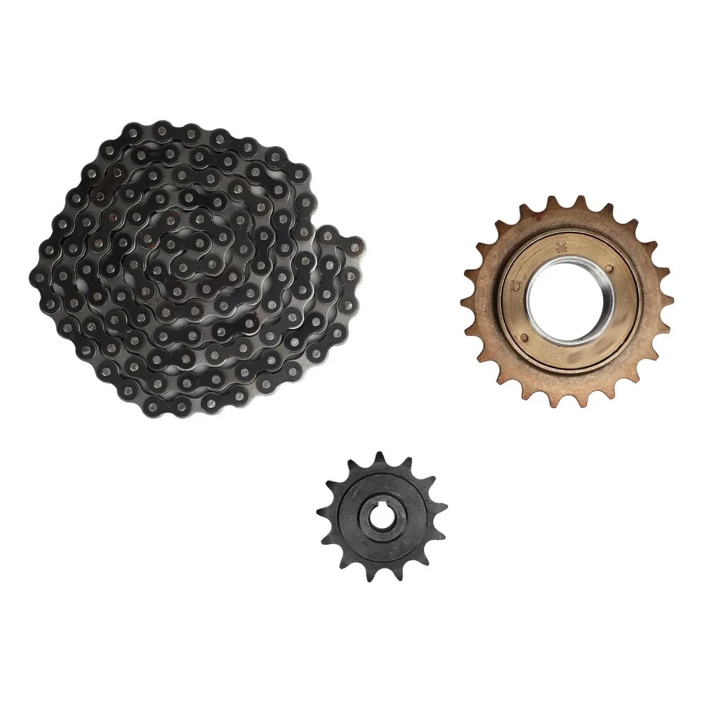 Steel 410 Chain and Sprocket Kit Easy Installation 114 Link Chain 410 Sprocket Set Single Speed Bike Chain Kit