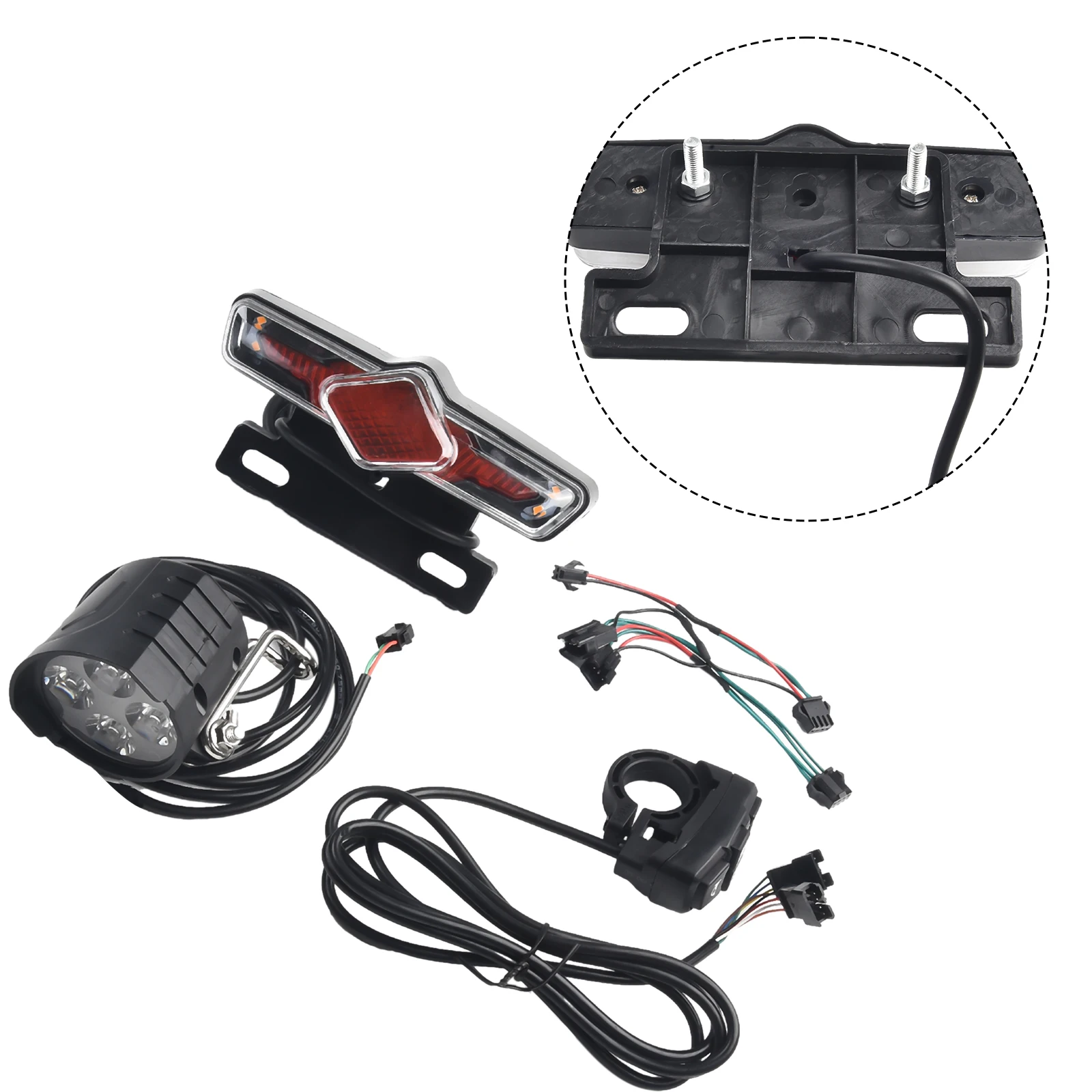 Ebike Parts High Quality Electric Bike LED Light Set with Front and Rear Light Switch Cable for E bike Retrofit