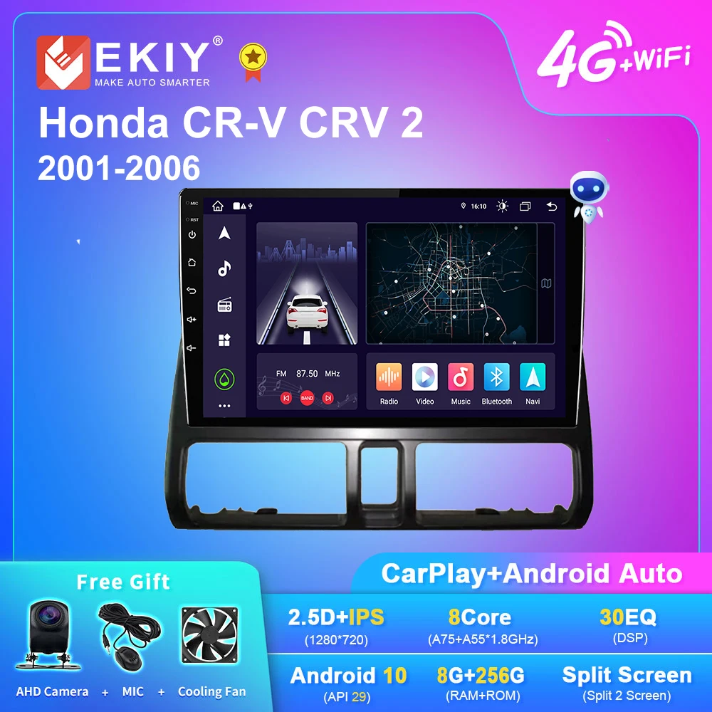 

EKIY X7 Android Car Radio For Honda CR-V CRV 2 2001-2006 AI Voice Stereo Multimedia Video Player Auto Carplay Navigation GPS DVD