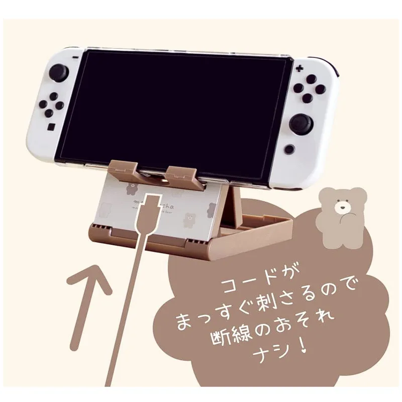 Cute Bear Baby Host Holder for SWITCH OLED Costom Creative Holder Desktop Decoration Foldable Angle Adjustment Accessories Gift