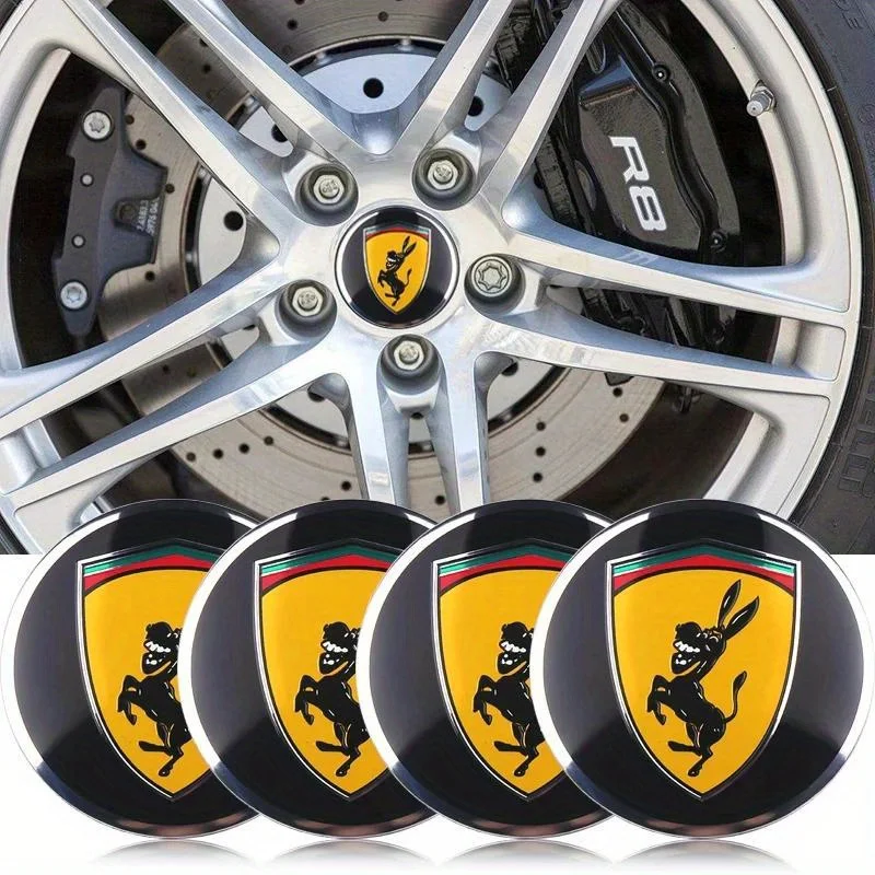 4PCS 56MM Funny Spoof Prank Donkey Car Wheel Center Cover Stickers Hub Cap Decal For all Car