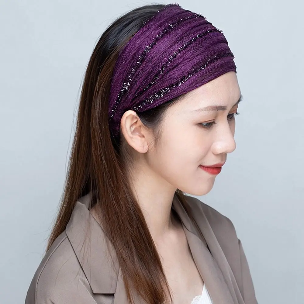 Non Slip Mother Hair Hoop Cover the White Hair Elastic Hair Band Mesh Hairbands Wide Hair Band Women Headband Korean Headwear