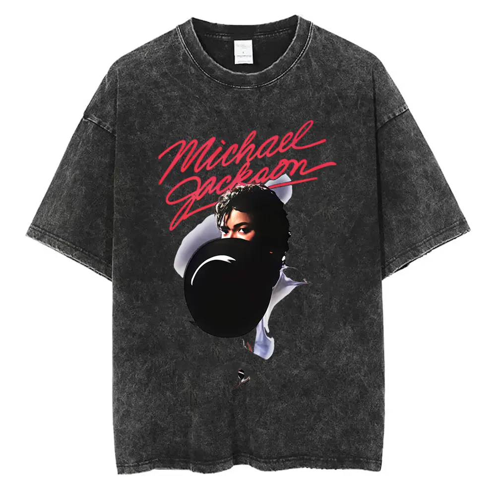 

Washed Vintage King of Pop Michael Jackson Graphic T-shirt Men Retro Gothic Rock T Shirt Men's Oversized High Quality T-shirts