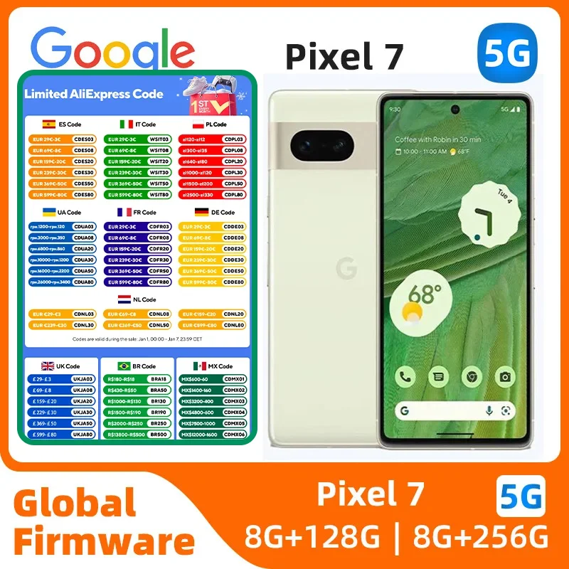 Google Pixel7  5G 6.3Inch OLED 90Hz Screen Google Tensor 30W Super Charge 4700mAh Battery OTG used phone